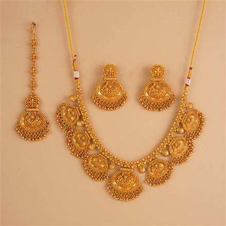 Antique Classic Necklace Set With Matte Gold Plating