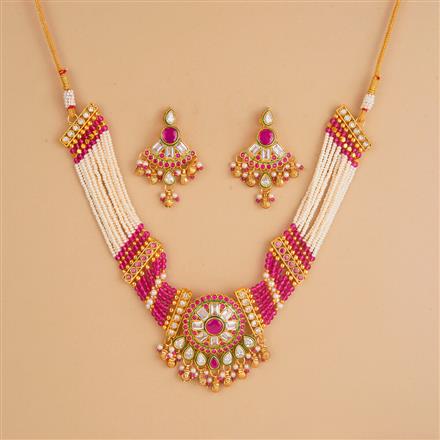 Antique Pearl Necklace Set With Gold Plating