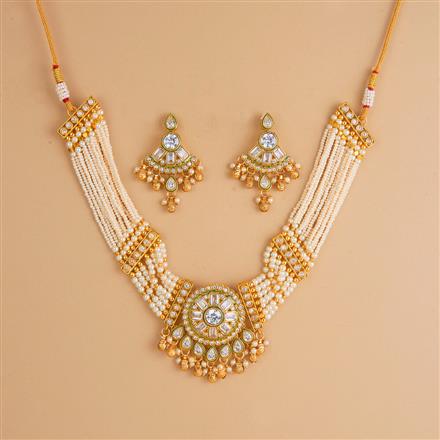 Antique Pearl Necklace Set With Gold Plating