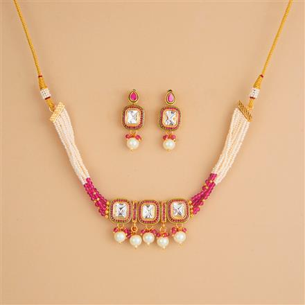 Antique Moti Necklace Set With Gold Plating