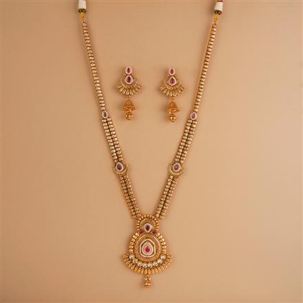 Antique Long Necklace Set With Gold Plating