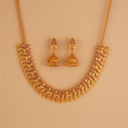 Antique Classic Necklace Set With Matte Gold Plating