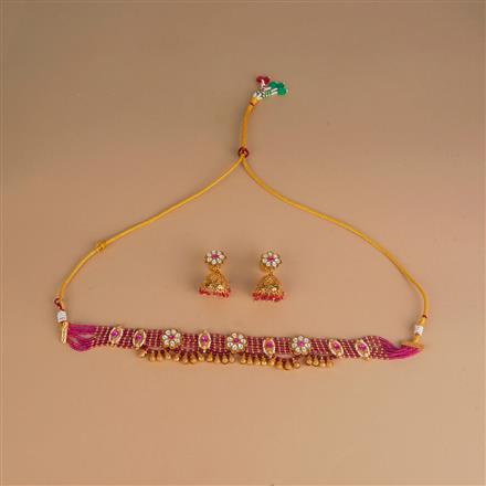 Antique Classic Necklace Set With Matte Gold Plating