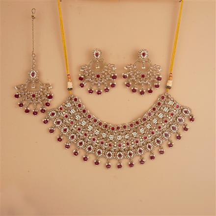 Antique Pearl Necklace Set With Mehndi Plating