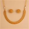 Antique Plain Matte Gold Necklace Set With Matte Gold Plating