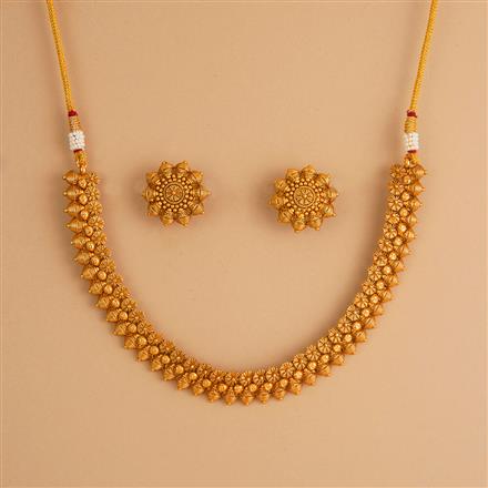 Antique Plain Matte Gold Necklace Set With Matte Gold Plating