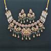 Antique Moti Necklace Set With Matte Gold Plating