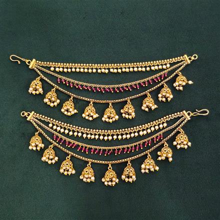 Antique Moti Ear Chain With Gold Plating