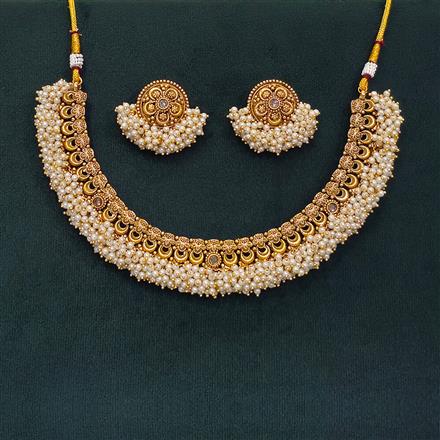 Antique Moti Necklace Set With Gold Plating
