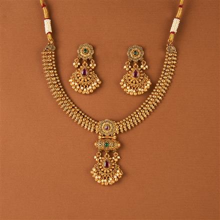 Antique Classic Necklace With Matte Gold Plating