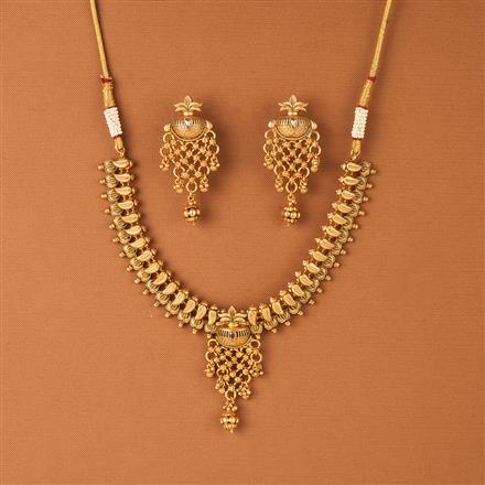 Antique Classic Necklace Set With Matte Gold Plating