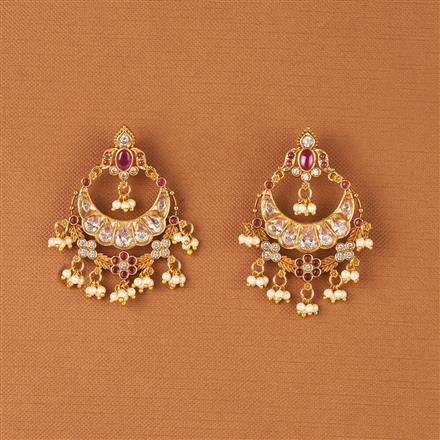 Antique Moti Earring With Matte Gold Plating