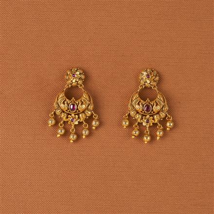 Antique Peacock Earring With Matte Gold Plating