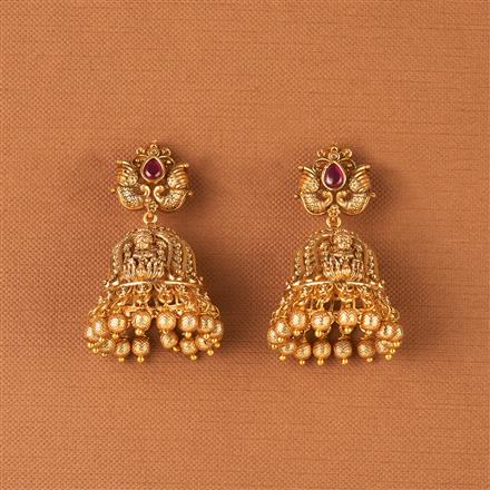 Antique Temple Earring With Matte Gold Plating