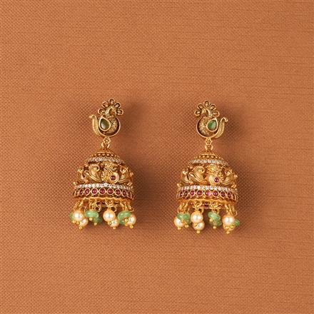 Antique Jhumki With Matte Gold Plating