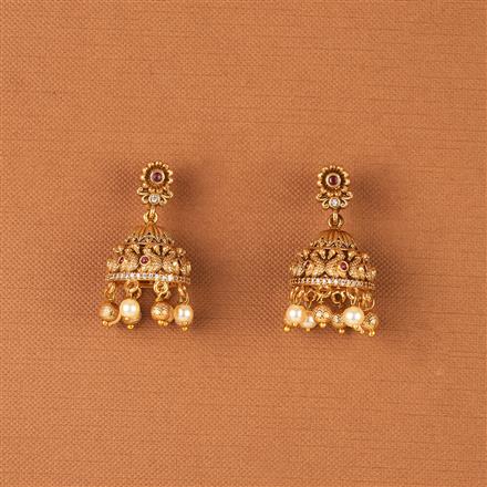 Antique Jhumki With Matte Gold Plating