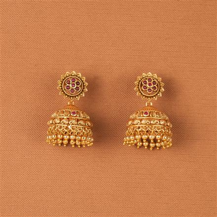 Antique Jhumki With Matte Gold Plating