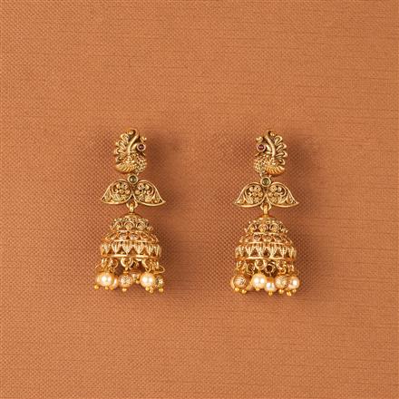 Antique Jhumki With Matte Gold Plating