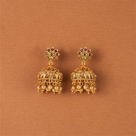 Antique Jhumki With Matte Gold Plating