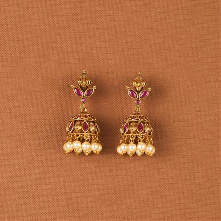 Antique Jhumki With Matte Gold Plating