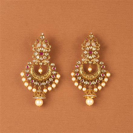Antique Pearl Earring With Matte Gold Plating
