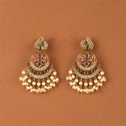 Antique Moti Earring With Matte Gold Plating