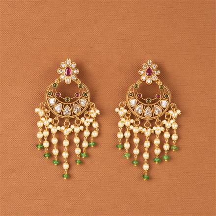 Antique Pearl Earring With Matte Gold Plating
