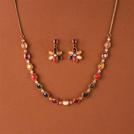 Antique South Indian Necklace Set With Matte Gold Plating