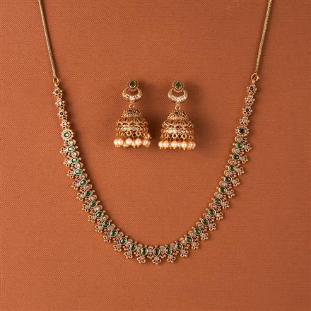 Antique South Indian Necklace Set With Matte Gold Plating
