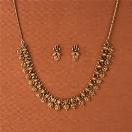 Antique Temple Necklace Set With Matte Gold Plating