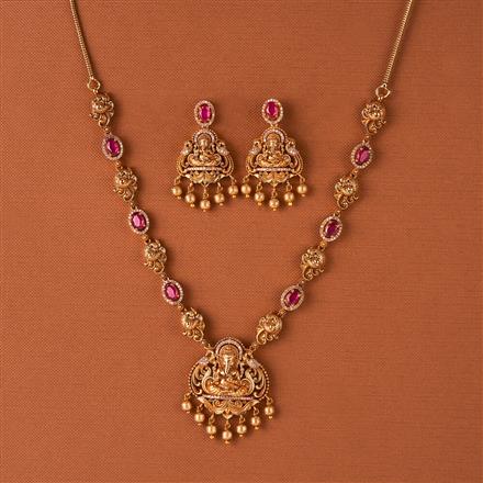 Antique South Indian Necklace Set With Matte Gold Plating
