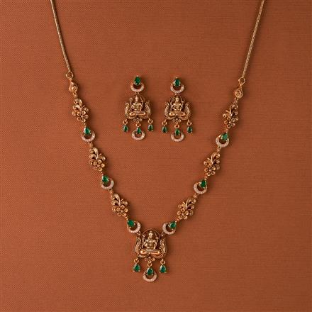 Antique Temple Necklace Set With Matte Gold Plating