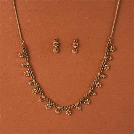 Antique South Indian Necklace Set With Matte Gold Plating