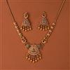 Antique Peacock Necklace Set With Matte Gold Plating