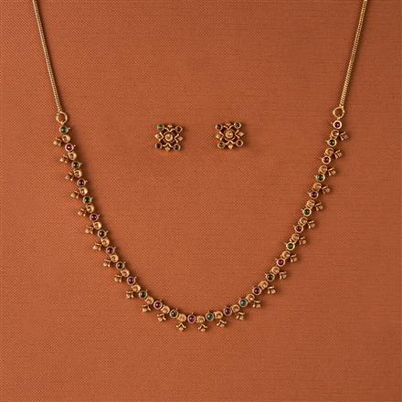 Antique South Indian Necklace Set With Matte Gold Plating