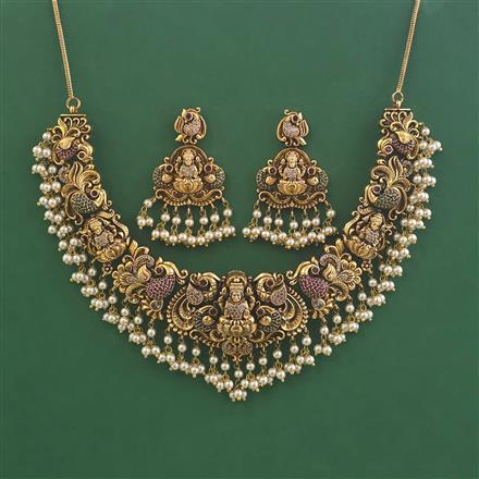 Antique South Indian Necklace With Matte Gold Plating