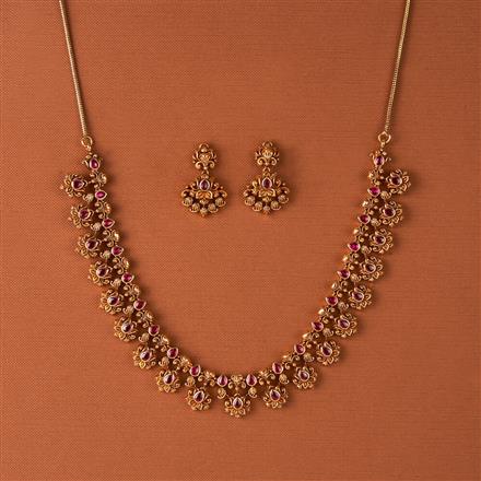 Antique South Indian Necklace Set With Matte Gold Plating