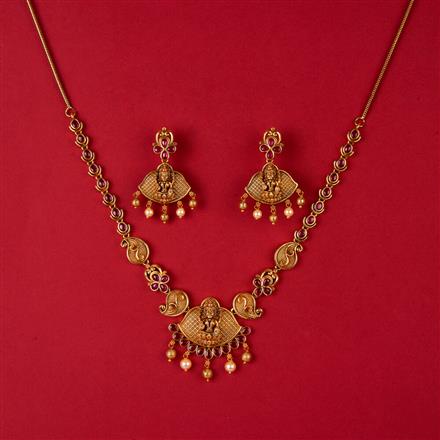Antique Temple Necklace With Matte Gold Plating