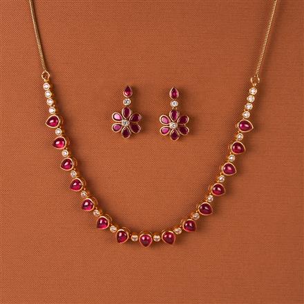 Antique Classic Necklace Set With Matte Gold Plating