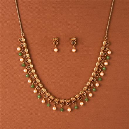 Antique South Indian Necklace Set With Matte Gold Plating