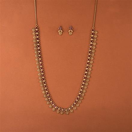 Antique Temple Necklace Set With Matte Gold Plating