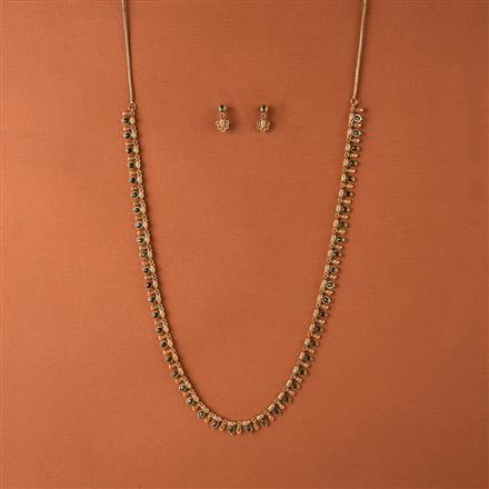 Antique Long Necklace Set With Matte Gold Plating