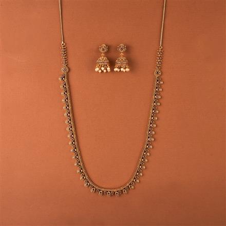 Antique South Indian Necklace Set With Matte Gold Plating