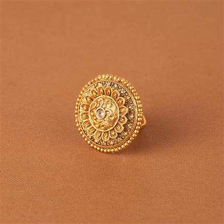 Antique Adjustable Ring With Matte Gold Plating