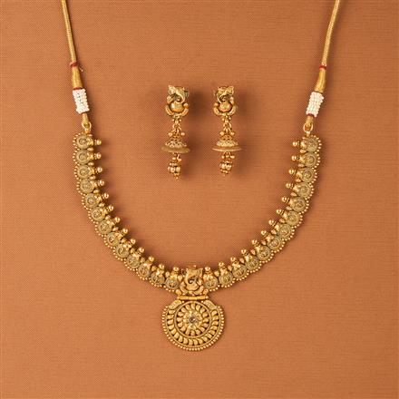 Antique Classic Necklace Set With Matte Gold Plating