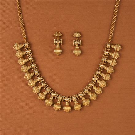 Antique Classic Necklace Set With Matte Gold Plating