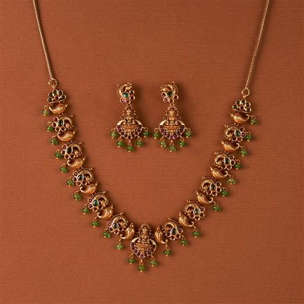 Antique South Indian Necklace Set With Matte Gold Plating