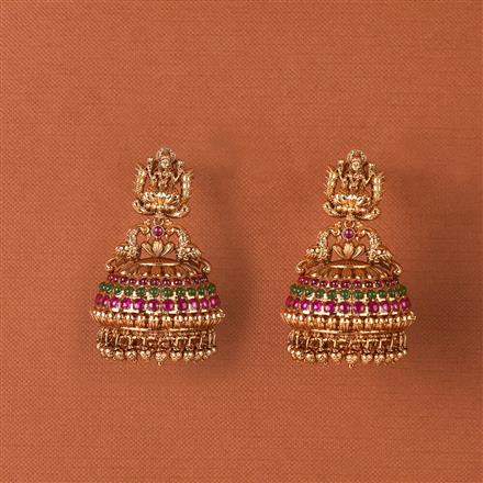 Antique South Indian Earring With Matte Gold Plating