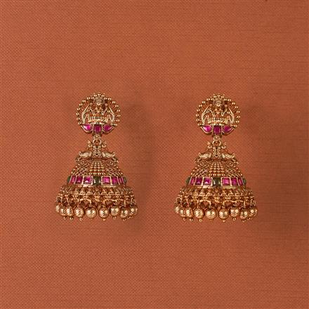 Antique Temple Earring With Matte Gold Plating