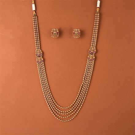 Antique Mala Necklace Set With Matte Gold Plating